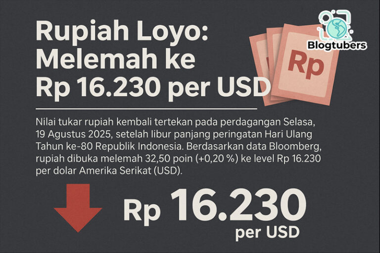 Rupiah Loyo: Melemah ke Rp 16.230 per USD
