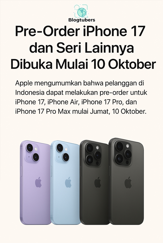 Pre-Order iPhone 17 dan Seri Lainnya Dibuka Mulai 10 Oktober